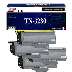 T3AZUR - 4x Toners compatibles avec Brother TN3280  TN3230 pour Brother DCP-8070  DCP-8070D  DCP-8080DN  DCP-8085DN - 8 000 pages