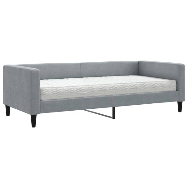 vidaXL Lit de jour avec matelas gris clair 90x200 cm tissu