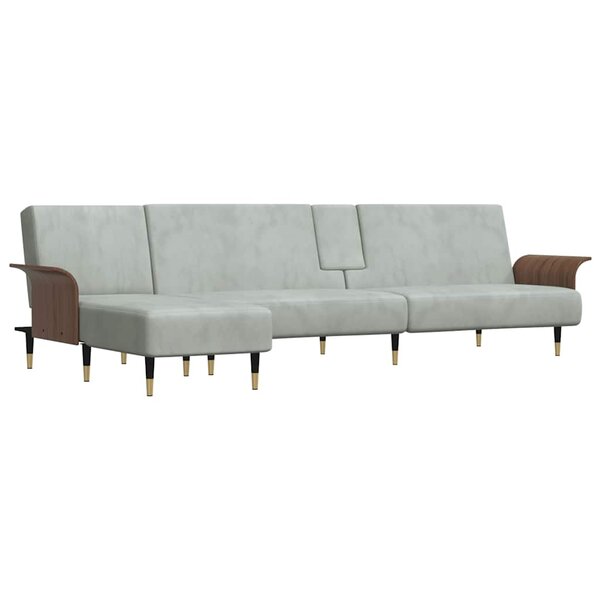 vidaXL Canapé-lit en forme de L gris clair 279x140x70 cm velours