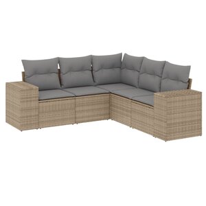 vidaXL Salon de jardin avec coussins 5 Pièces beige résine tressée
