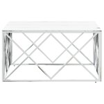 vidaXL Table basse argenté 80x80x40 cm acier inoxydable et verre