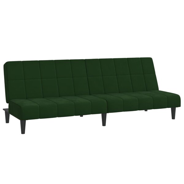vidaXL Canapé-lit à 2 places Vert foncé Velours