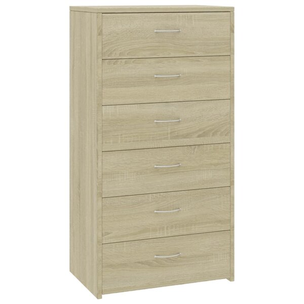 vidaXL Buffet avec 6 tiroirs Chêne sonoma 50x34x96cm Bois d'ingénierie