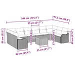 Set canapé jardin vidaXL 11 pièces avec coussins Beige Poly Rattan Acacia