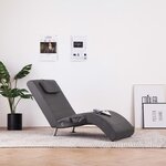 vidaXL Chaise longue de massage avec oreiller gris similicuir