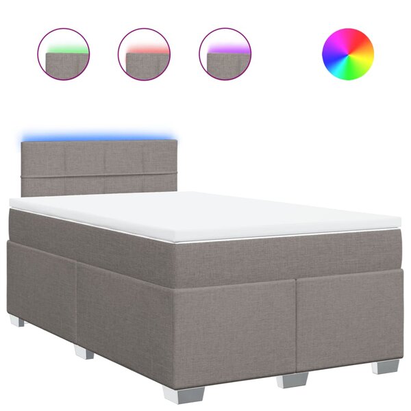 vidaXL Sommier à lattes de lit avec matelas taupe 120x190 cm tissu