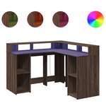 vidaXL Bureau et lumières LED chêne marron bois d'ingénierie