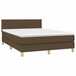 vidaXL Sommier à lattes de lit matelas et LED Marron foncé 140x200 cm