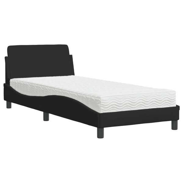 vidaXL Lit avec matelas Dover noir 80x200 cm tissu
