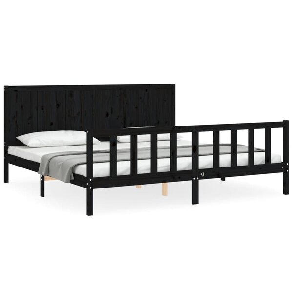 vidaXL Cadre de lit sans matelas noir 200x200 cm bois massif de pin