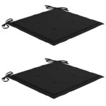 vidaXL Chaises de jardin et coussins noir lot de 2 Bois de teck massif