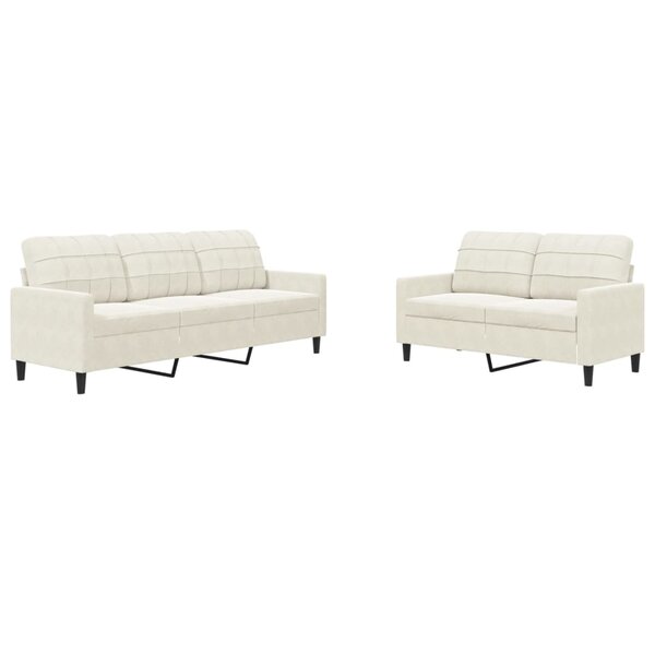 vidaXL Ensemble de canapés 2 Pièces avec coussins Crème Velours