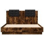 vidaXL Cadre de lit avec LED sans matelas chêne fumé 120x190 cm