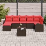 vidaXL Ensemble de Canapés 8 Pièces Marron et rouge polyrotin