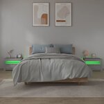 vidaXL Tables de chevet 2 Pièces avec LED sonoma gris 60x35x40 cm