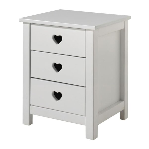 Vipack Table de chevet 3 tiroirs Amori Bois Blanc