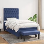 vidaXL Sommier à lattes de lit avec matelas Bleu 90x190 cm Tissu