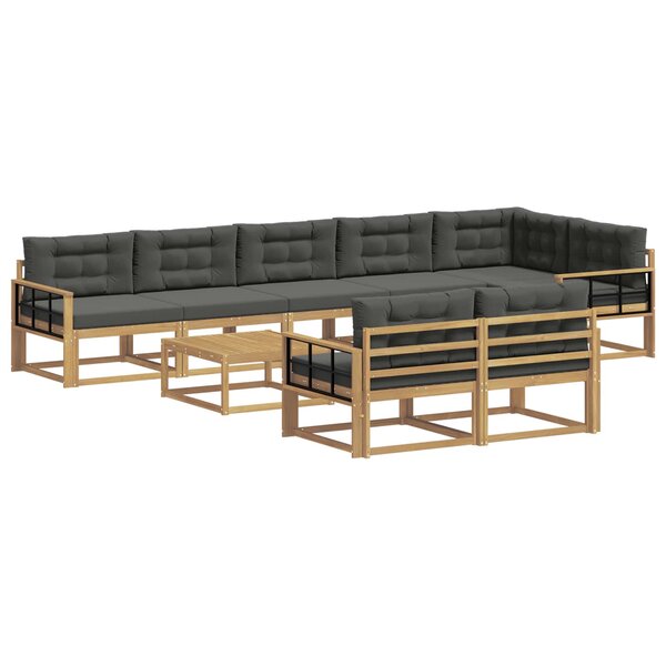 vidaXL Ensemble de canapés d'extérieur 9 Pièces Blanc et anthracite