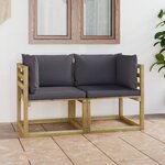 vidaXL Canapés d'angle de jardin 2Pièces et coussins Pin imprégné de vert