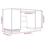 vidaXL Bureau blanc 140x50x75 cm bois massif de pin