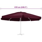 vidaXL Tissu de remplacement pour parasol d'extérieur Bordeaux 610 cm