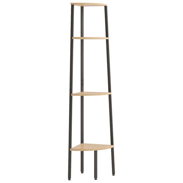 vidaXL Étagère d'angle à 4 niveaux Marron clair et noir 45 5 x 31 5 x 150 cm
