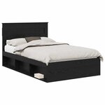 vidaXL Cadre de lit avec matelas Noir 135 x 190 cm Pin massif
