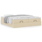 VidaXL Cadre de lit ottoman avec matelas crème 200x200cm tissu