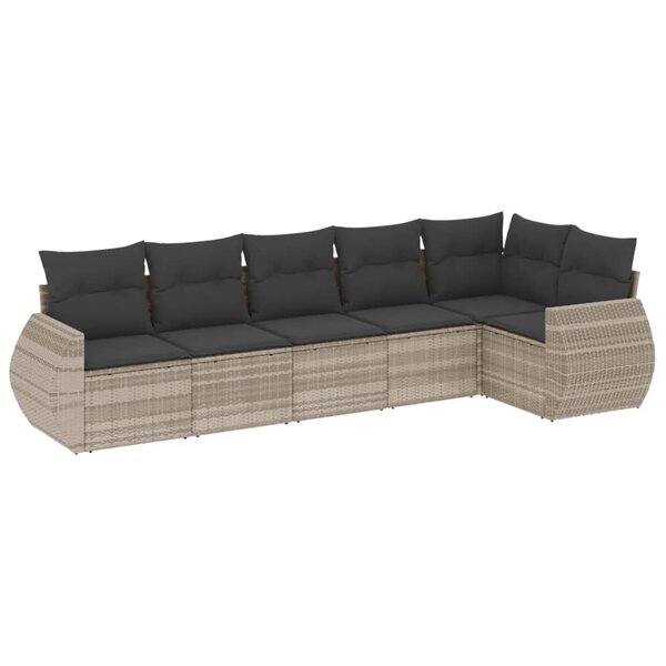 vidaXL Salon de jardin 6 Pièces avec coussins gris clair résine tressée