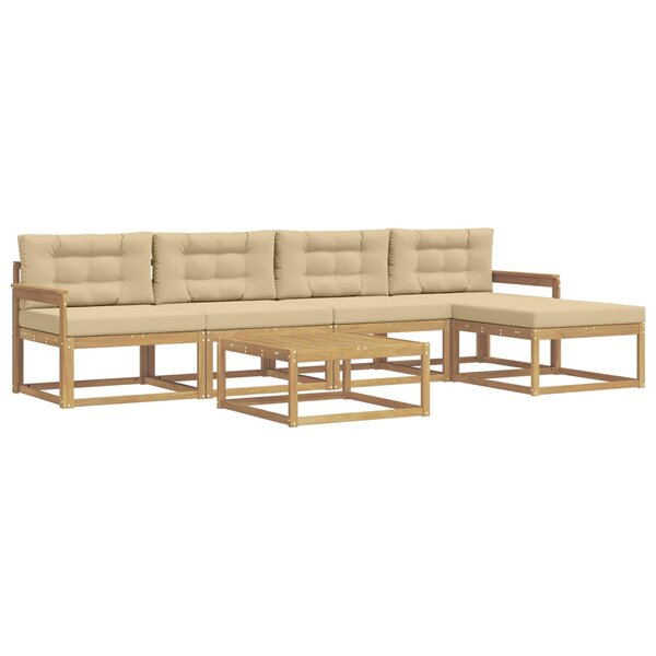 vidaXL Ensemble de canapés d'extérieur 6 Pièces Blanc et Beige