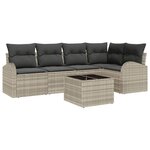 vidaXL Ensemble de canapé de jardin 6 Pièces Gris clair Poly rotin