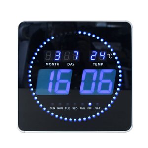 Horloge digitale à Led bleu 28 cm - Noir
