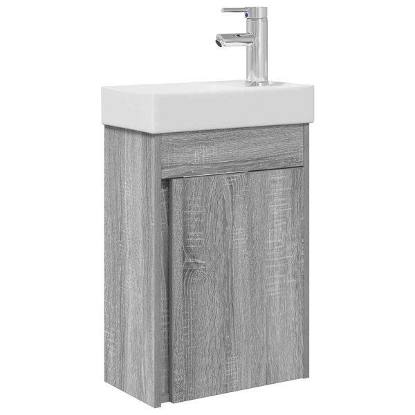 vidaXL Meuble de salle de bain avec robinet Sonoma gris