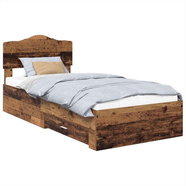 vidaXL Cadre de lit Bois ancien 90 x 200 cm Bois d'ingénierie