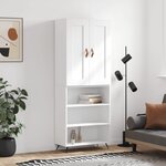 vidaXL Buffet haut Blanc 69 5x34x180 cm Bois d'ingénierie