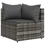 vidaXL Canapé d'angle de jardin avec coussins gris résine tressée