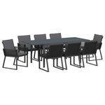 vidaXL Ensemble de salle à manger pour jardin 9 Pièces Noir Poly rotin