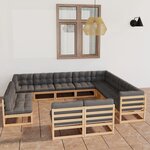 vidaXL Salon de jardin 12 Pièces avec coussins Bois de pin massif