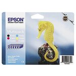 T0487 hippocampe" cartouche d'encre originale quickdry pack 6 couleurs (c13t04874010) - noir  cyan  magenta  jaune  cyan clair  magenta clair (paquet 6 unités)"