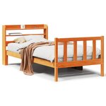 vidaXL Cadre de lit avec tête de lit cire marron 90x200 cm bois de pin