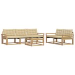vidaXL Ensemble de canapés d'extérieur 6 Pièces Blanc et Beige