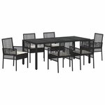 vidaXL Ensemble de salle à manger pour jardin 7 Pièces Noir Poly rotin