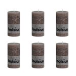 Lot de 6 bougies 130 x 68 mm taupe bolsius