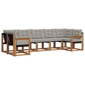 vidaXL Ensemble de canapés d'extérieur 7 pc Gris Naturel et Clair