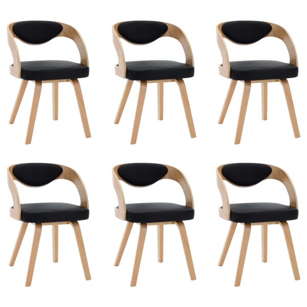 vidaXL Chaises à manger lot de 6 noir bois courbé et similicuir