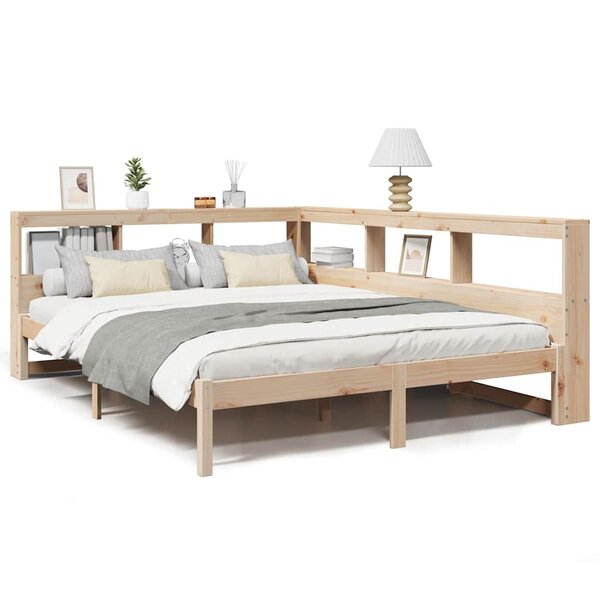 vidaXL Lit bibliothèque sans matelas 135x190 cm bois de pin massif
