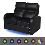 vidaXL Fauteuil inclinable à LED à 2 places cuir artificiel noir