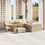 vidaXL Ensemble de canapé de jardin 13 Pièces Beige polyrotin