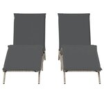 vidaXL Chaises longues avec coussins lot de 2 gris résine tressée