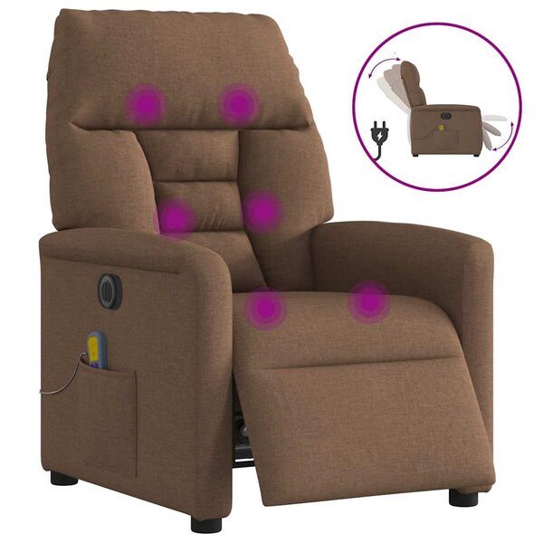 vidaXL Fauteuil inclinable de massage électrique marron tissu